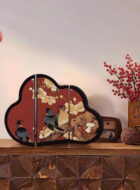 新中式中叶风格门厅装饰屏风客厅电视柜家居高端小众桌面装饰