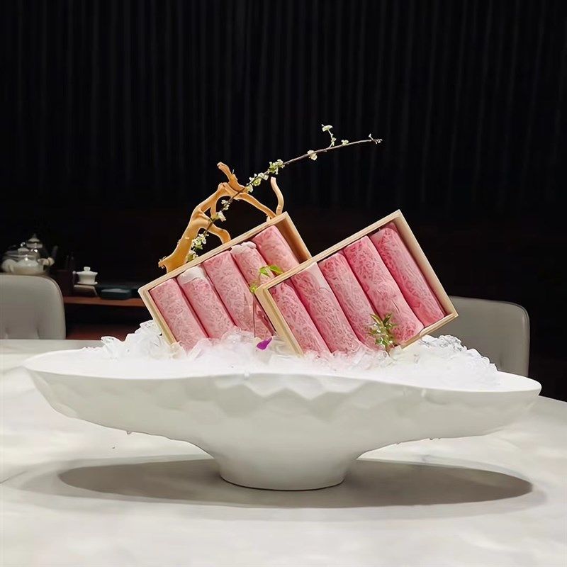 高档刺身盘创意三文鱼盘海鲜姿造盘料理盘器皿时尚刺身海鲜盘