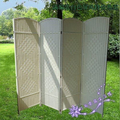 草编屏风隔断家居玄关办公商场遮挡试衣间实木屏风移动折叠藤屏风