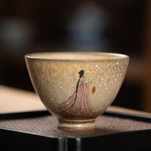 窑变手工复古品茗杯陶瓷茶杯主人杯单杯家用喝茶碗功夫茶具小茶盏