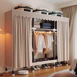 简易衣柜现代简约出租房布衣柜钢管加粗加固家用卧室组装 柜子衣橱