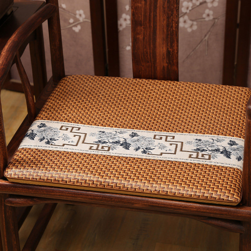 夏季红木椅子沙发坐垫冰丝藤席太师椅茶室椅餐椅夏天透气凉席椅垫
