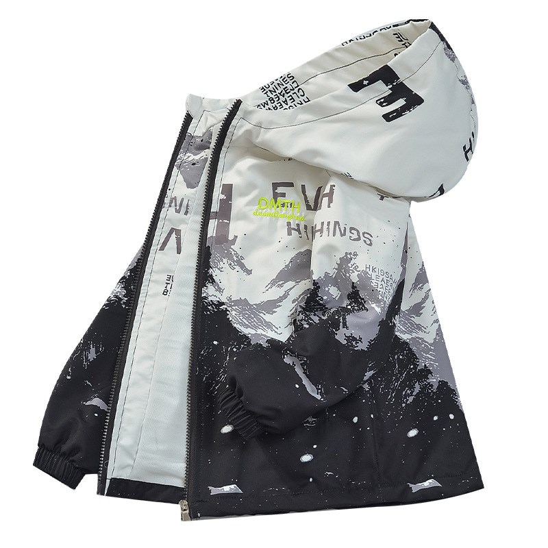 童装男童春秋装外套2024新款洋气春G装渐变冲锋衣休闲儿童春季上