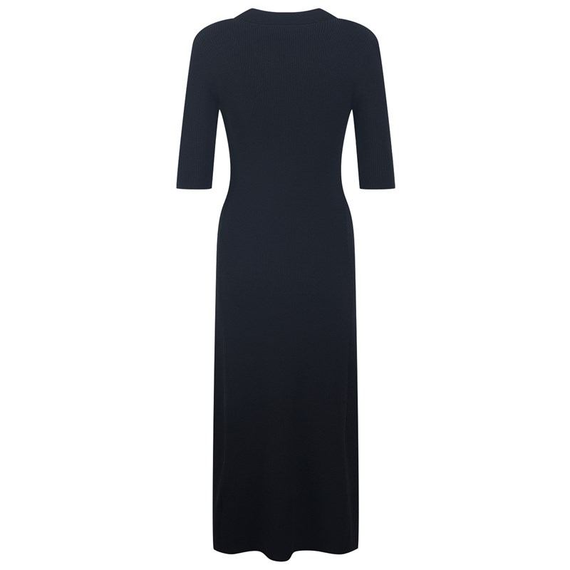 气质修身V领排扣针织中长裙2021年G秋冬新款针织连衣裙女装法式