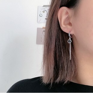 韩版 嘻哈耳扣泰银圆牌小象耳钉女 不对称d复古大象耳环s925银个性