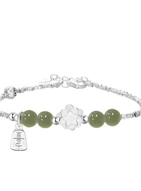 莲花好运连连银手链女轻奢小众设计中古J风精致女友情人节生日礼