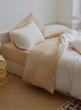 A类纯棉针织棉床上四件套全棉100床品insN奶油风被套床单罩三件套