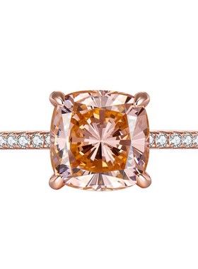 珠宝 2023新款S925银轻奢气质高H碳钻9*9mm肥方时尚百搭戒指