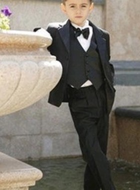 2019年儿童礼服黑色男童燕尾服韩版秋冬套装演出S主持人男童燕尾