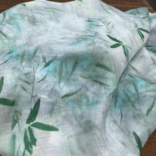布久以逅文艺国风高支苎麻印花衬衫 桑素 夏季 茶服连衣裙旗袍面料