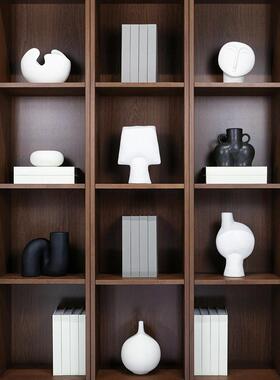 客厅橱柜装饰品摆件套装样板房售楼部极简风书架展示柜子假书软装