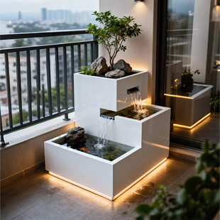 不锈钢鱼缸成品定制流水摆件室内外庭院阳台客厅造景装饰循环水景