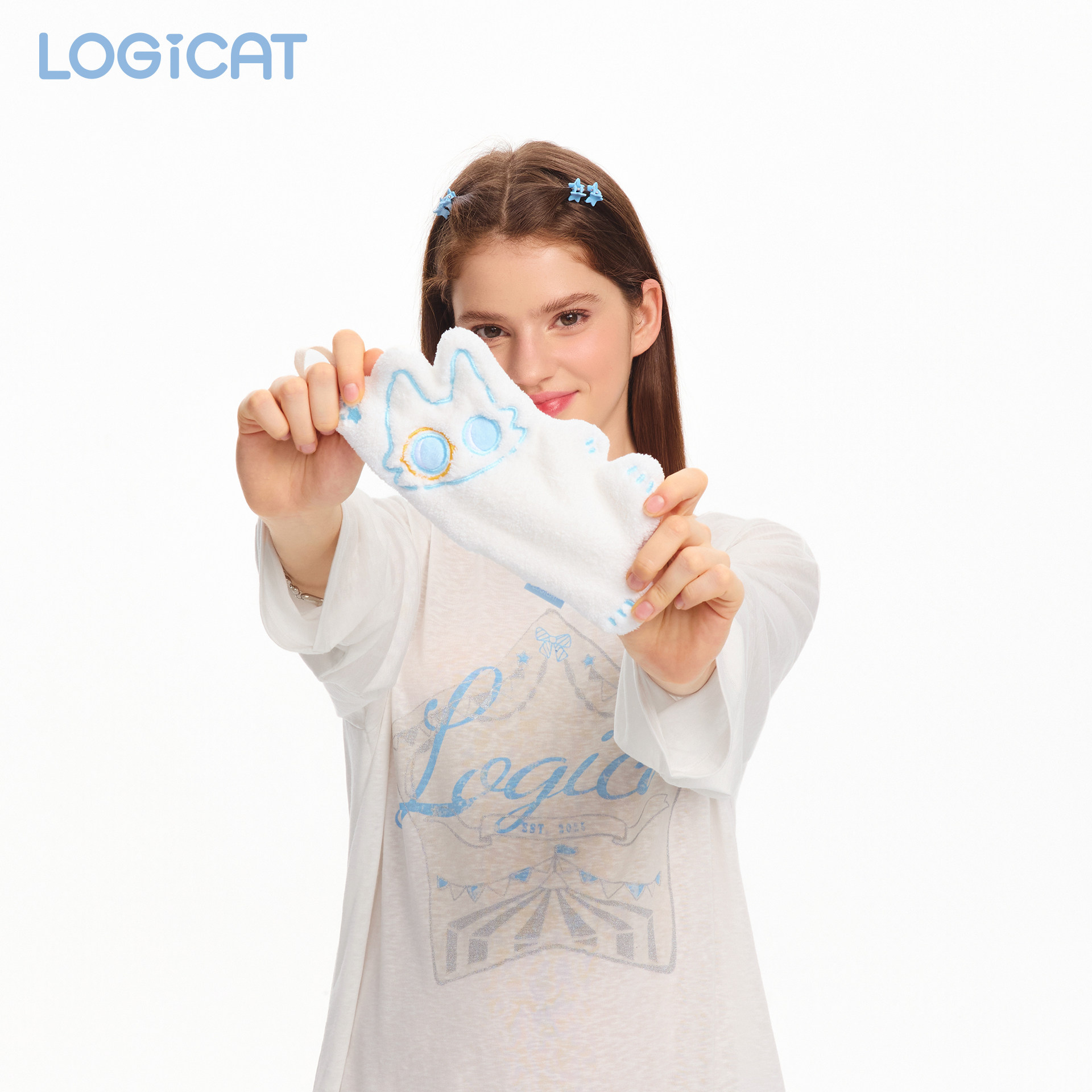 LOGICAT击掌小猫擦手巾不掉毛吸水高颜值防臭可爱浴室挂式毛巾图片