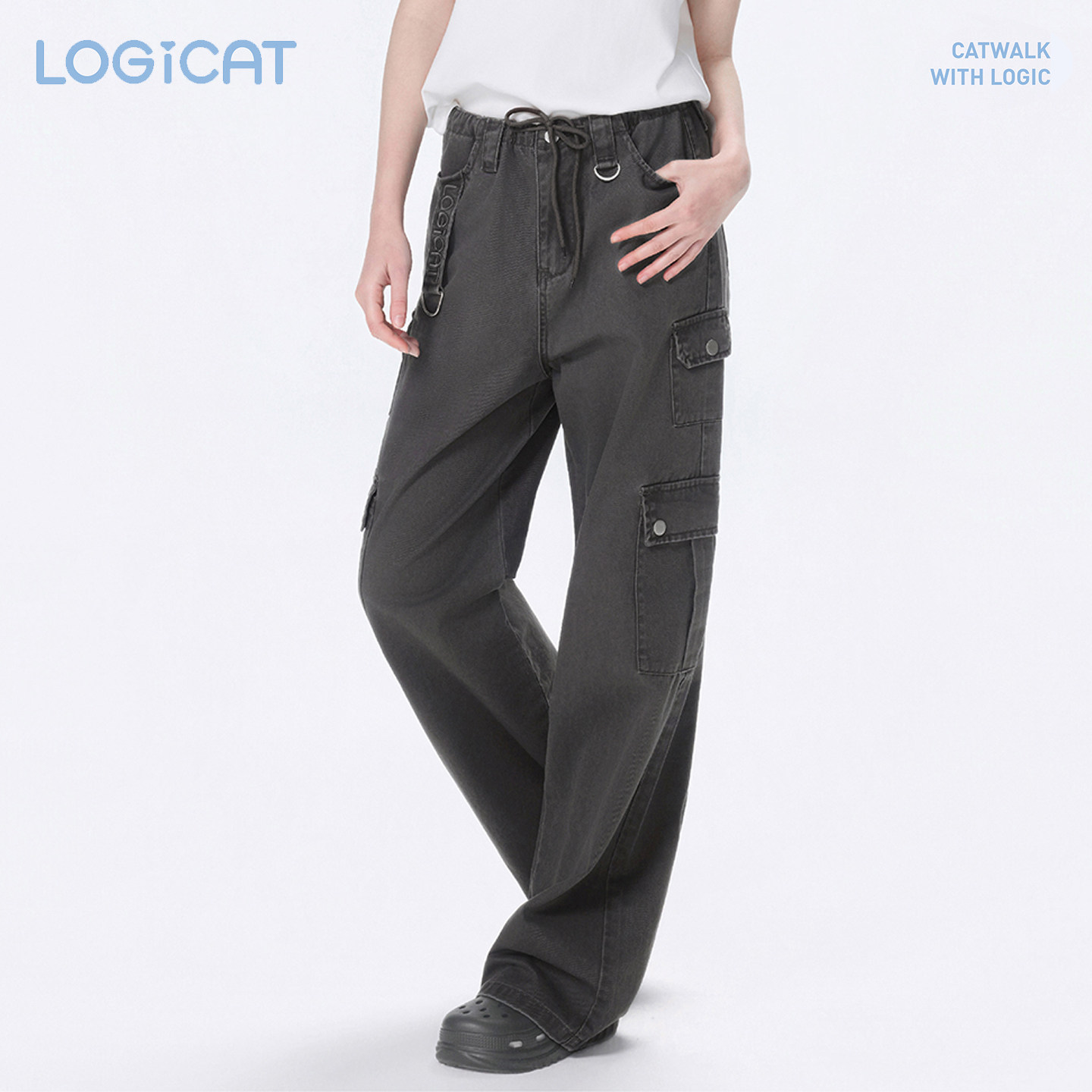 LOGICAT工装裤美式复古宽松显瘦男女情侣装黑色百搭多口袋休闲裤,女装/女士精品,休闲裤,淘宝优惠券,粉丝福利购,淘宝优惠卷