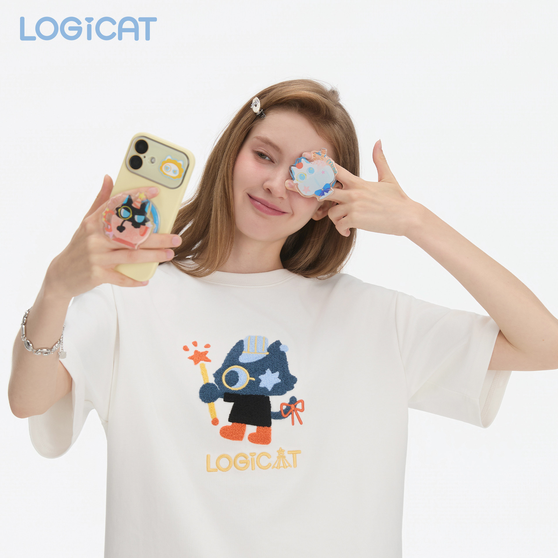 LOGIC磁吸支架可爱冰淇淋奶茶追剧拍照解放双手闪粉滴胶手机支架图片
