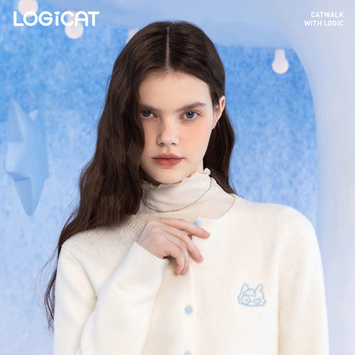 LOGICAT开衫毛衣舒适百搭慵懒显瘦圆领柔软甜美奶油秋冬针织外套