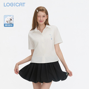 LOGICAT短袖衬衫2026新款收腰简约百搭正装内搭挺括短款休闲衬衫
