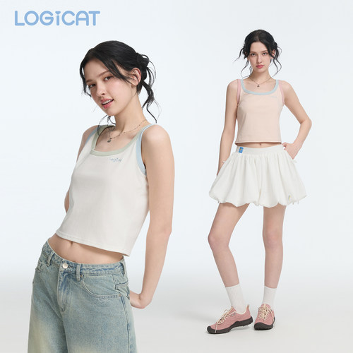 LOGICAT撞色吊带内搭外穿2026夏季新款显瘦修身百搭无袖美背背心