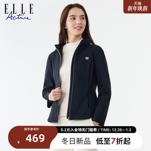 修身 休闲针织休闲运动外套25年冬款 连帽户外夹克 ACTIVE女装 ELLE