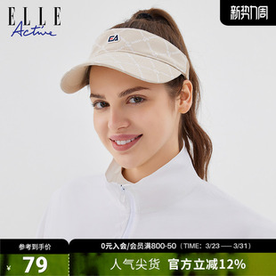 ELLE ACTIVE跑步户外运动空顶帽复古提花加长帽檐休闲鸭舌遮阳帽