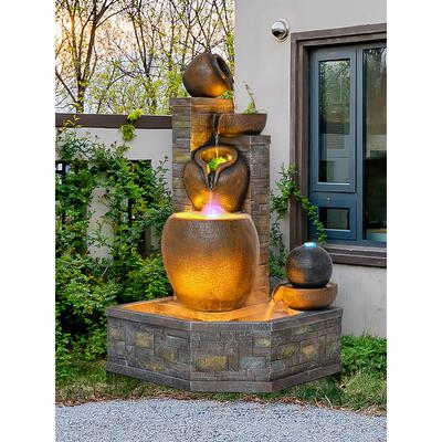 引进财富瑰宝流水喷泉摆件循环客厅室内落地庭院阳台景观假山陶罐