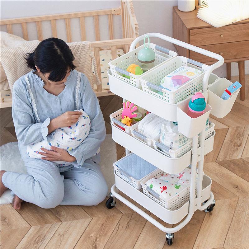 婴儿用品置物架小推车厨房多层卧室移动宝宝新生儿零食收纳储物架