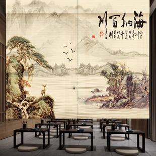 饰中式 竹帘卷帘窗帘家用隔断装 竹帘子门帘印花阳台遮阳帘防晒隔热