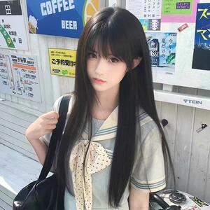 假发女长发齐刘海全头套式lolita黑长直时尚减龄jk日常自然假发套