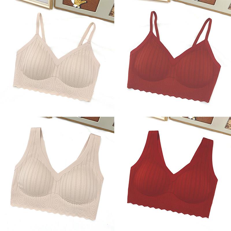 正品运动背心式无痕无感内衣女半固定杯薄款美背瑜伽吊带套头文胸