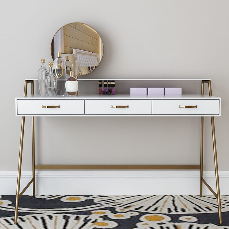 小书桌铁艺迷你铁艺北欧卧室梳妆台化妆桌现代简约白色金色烤漆