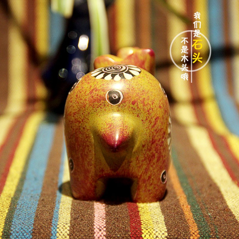 非洲肯尼亚皂石室内特色装饰品摆件桌面可爱犀牛摆件工艺品创意礼