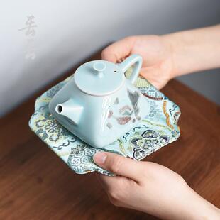 高档加厚织锦缎茶壶隔热垫子茶杯主人杯杯垫布艺复古刺绣小茶席