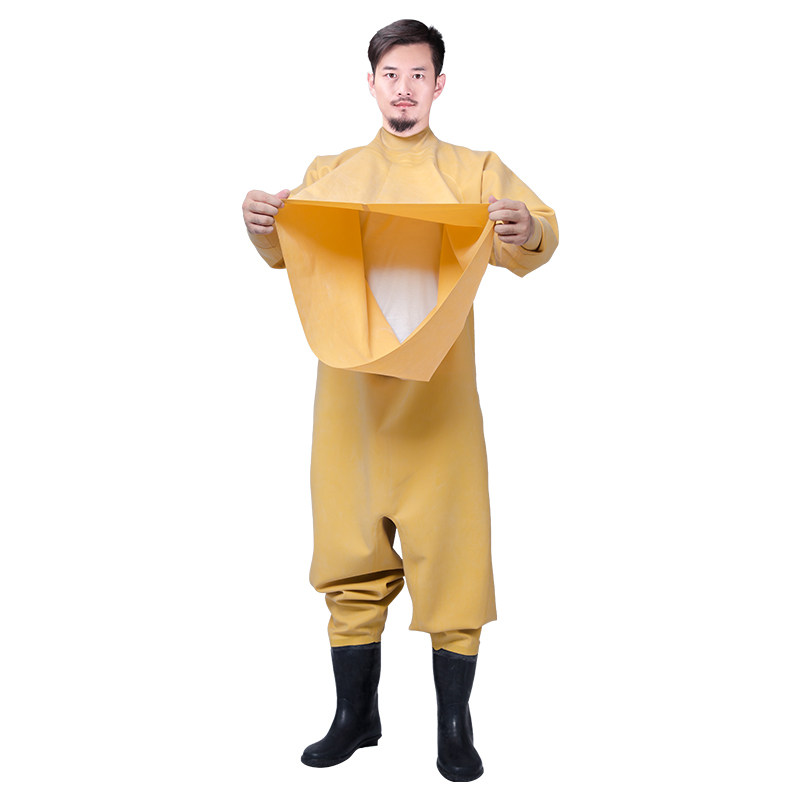 全封闭全身防水下水裤抓鱼水裤水鞋连体雨裤带雨鞋加厚挖藕服皮叉