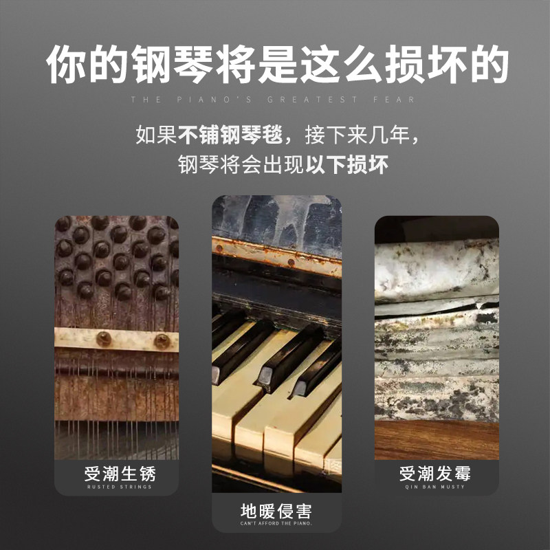 立式钢琴专用隔音地毯防潮地垫消音减震垫加厚钢琴凳隔热降噪垫子
