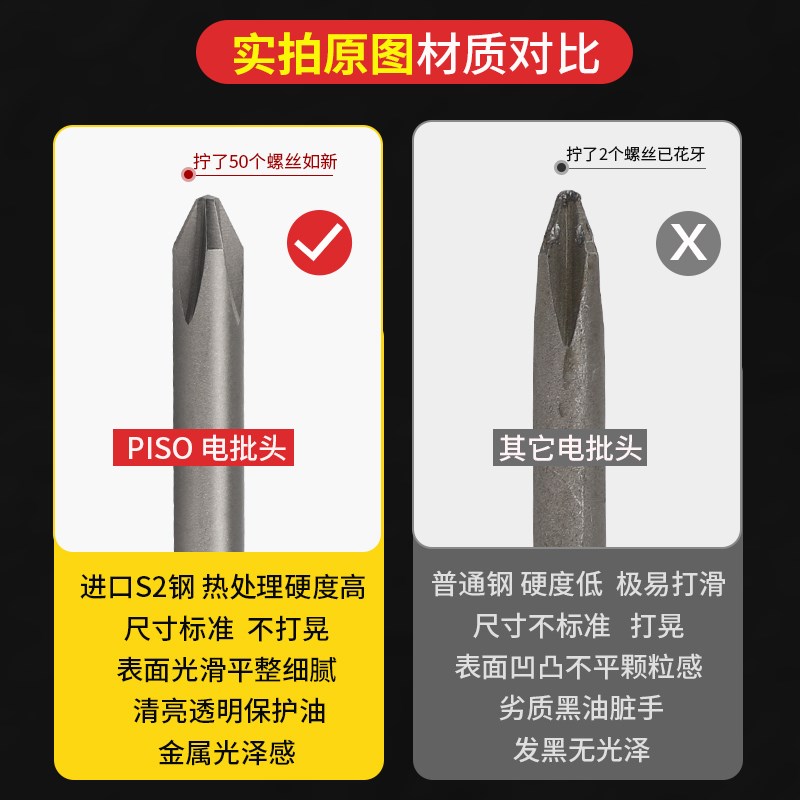 十字批头电动螺丝刀强磁超硬小号S2进口PH3防滑加长风杆六角套装图片