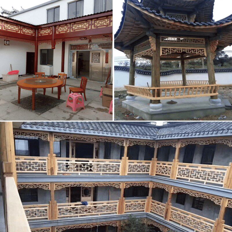 东阳木雕中式实木挂落花格门楣垭口仿古落地罩玄关隔断电视背景墙
