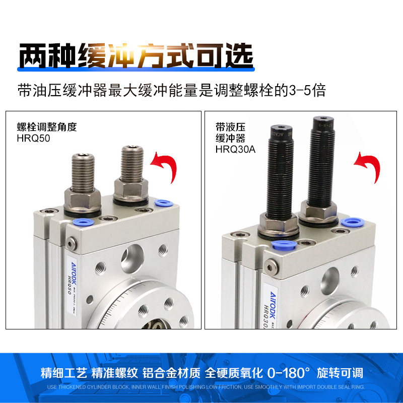 旋转气缸HRQ10A 20A 30A 50A 70A 100A 200A 90/180回转摆动HRQ2