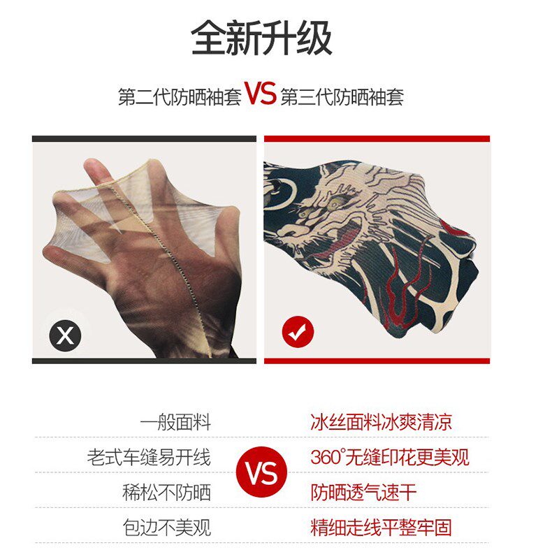 冰丝纹身袖套男士花臂防晒冰袖手臂套袖夏季骑行遮阳冰爽男女护臂