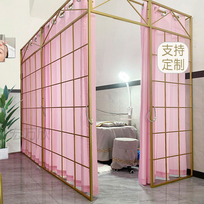 房间屏风美容院隔断墙出租屋美甲店卧室内客厅铁艺高档遮挡帘装饰