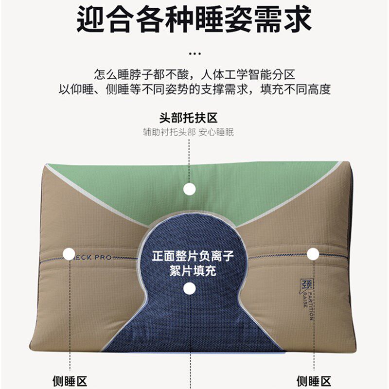 新款负离子分区护颈枕亲肤负离子净化空气枕头枕芯护颈枕