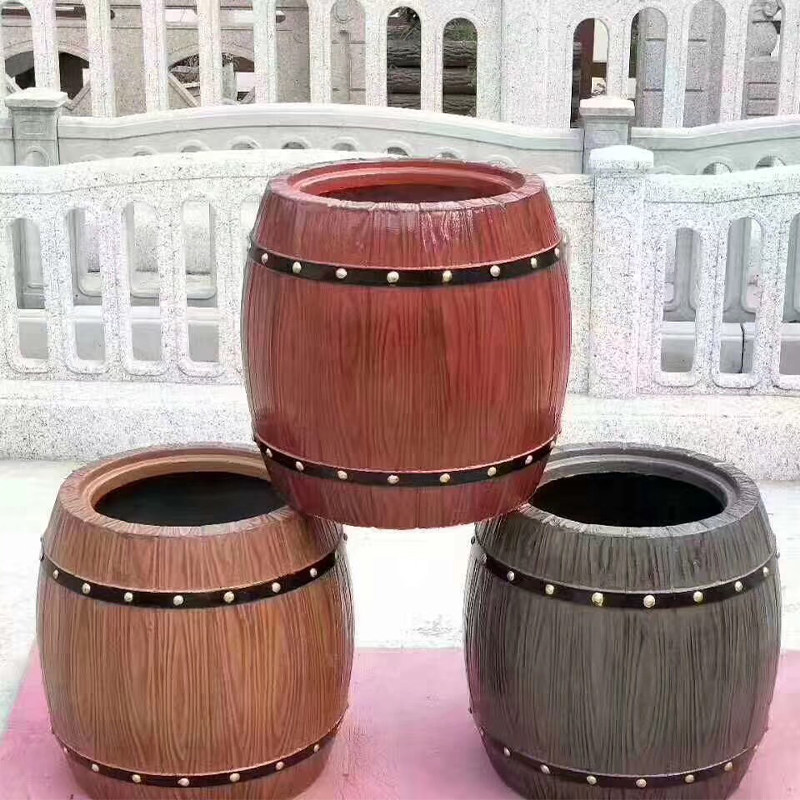 仿木桶花盆模具园林景观盆景庭院建筑磨具塑钢水泥仿木花箱模型