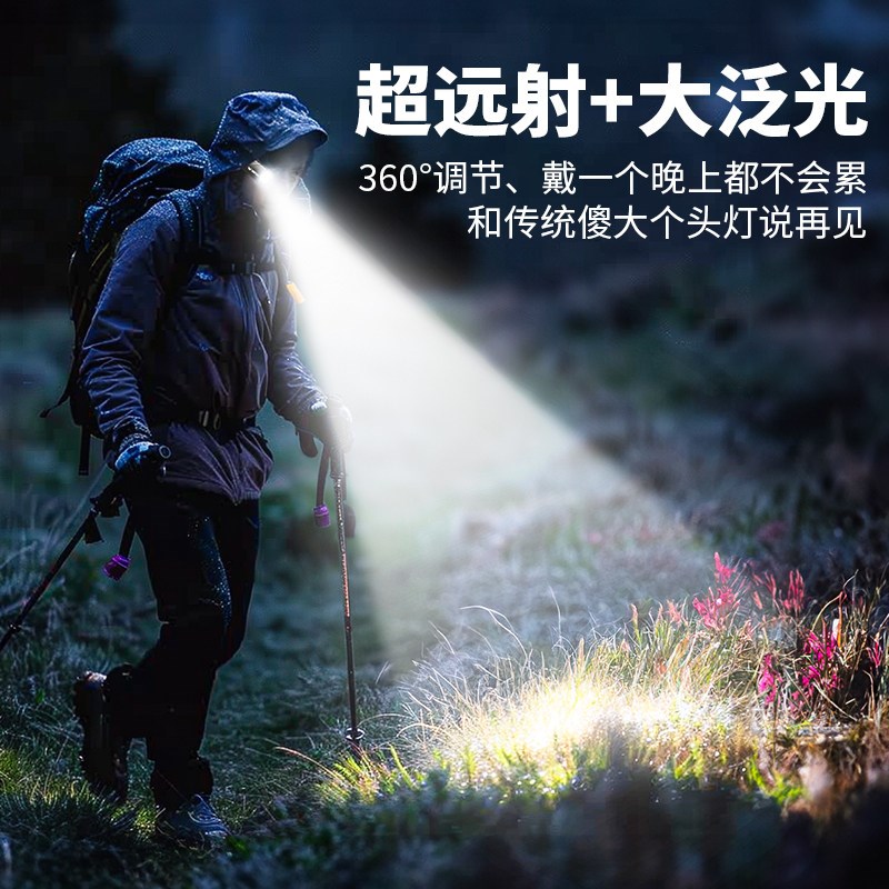 2025新款头灯强光超亮户外夜钓专用轻便耳挂式头戴照明灯夜跑头灯
