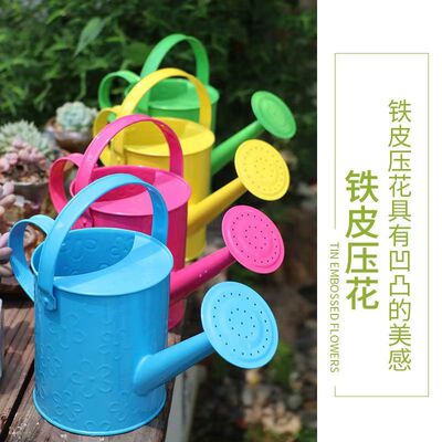 儿童洒水壶浇花壶园艺铁质洒水壶宝宝彩色浇水壶幼儿园铁皮洒水壶