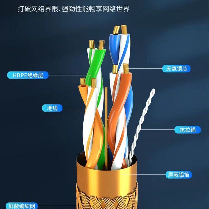 网线家用超五类六类千兆室外高速电脑宽带8芯网络监控双绞线10米