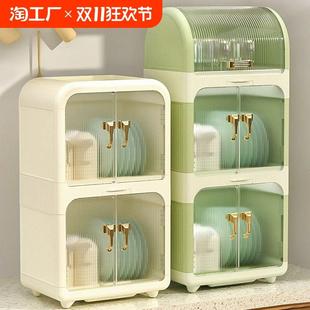 家用厨房多层沥水碗柜碗筷收纳盒台面带盖放餐具筷勺置物架免打孔