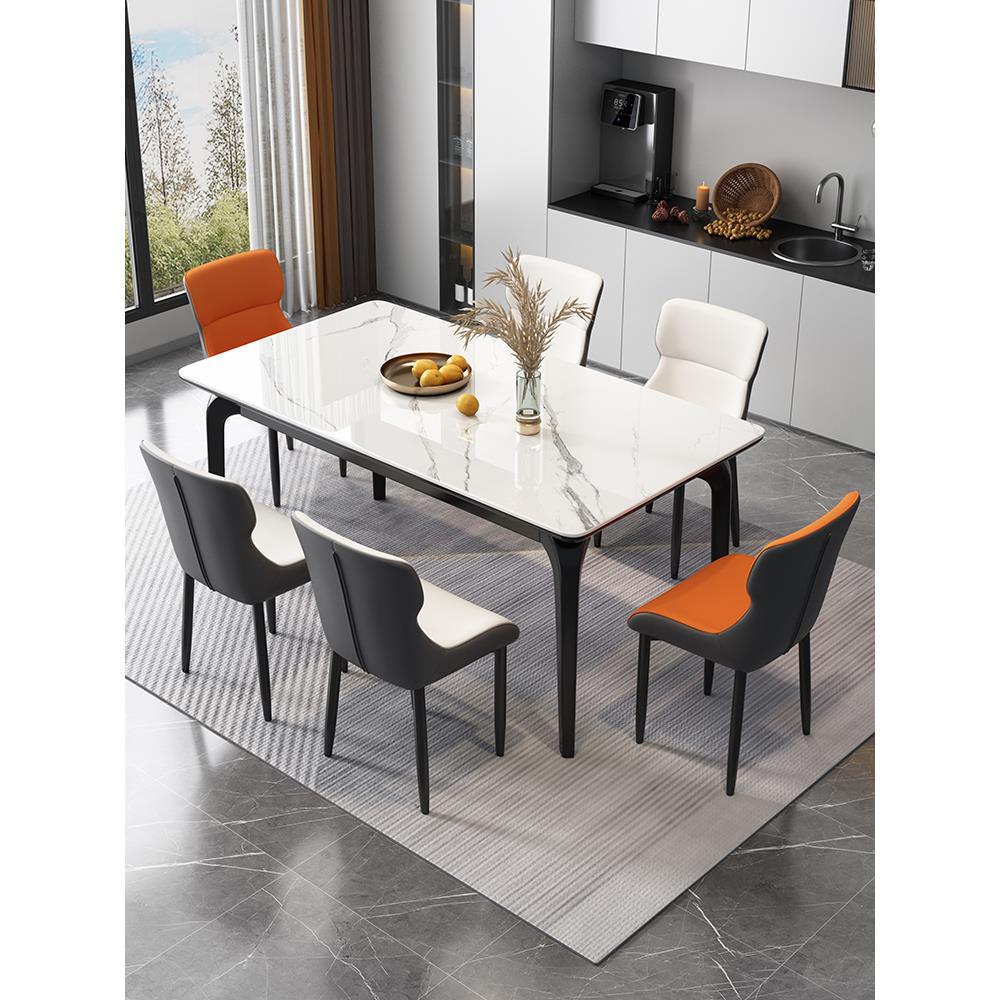 岩板餐桌椅组合2025新款家用吃饭桌小户型轻奢现代简约长方形桌