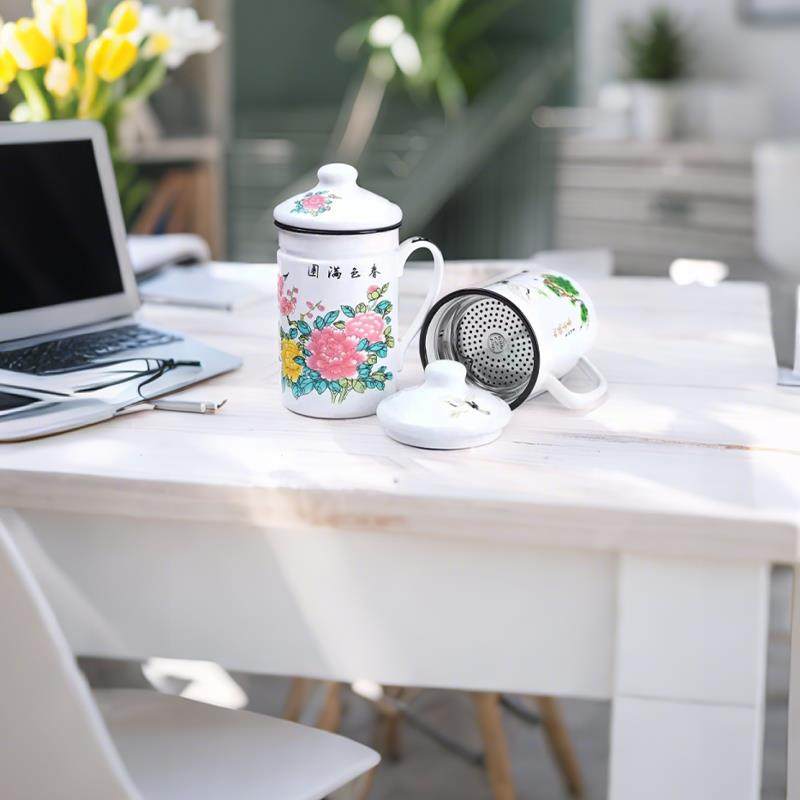 搪瓷大容量珐琅茶杯304马克杯加厚茶缸子缸子水杯带盖老式杯子