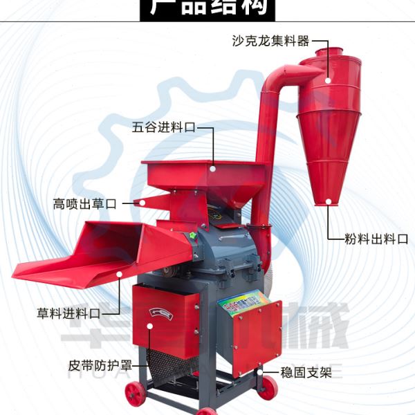 超细牧草打浆机多功能粉碎机养殖用干湿两用家用小型玉米青草秸秆