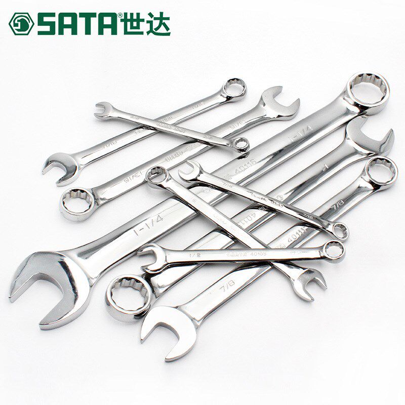 SATA世达14件英制09026/09069公制全抛光两用扳手组套开口