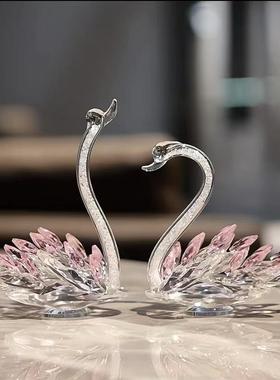 水晶天鹅玄关电视柜酒柜家居装饰品摆件双祇